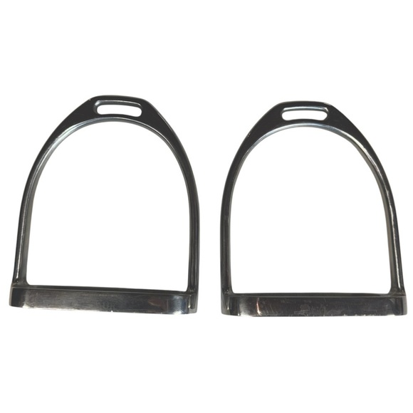 Centaur Traditional Fillis Stirrups Irons Silver White Stirrup Pads Size 4 1/2 - Picture 3 of 9